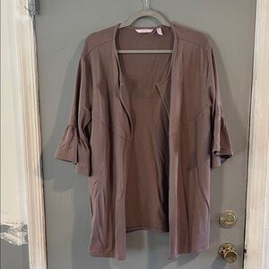 ‼️5 for $25 / AnyBody Chocolate Brown Mauve Knit Top M‎